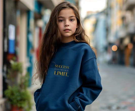 Youth Sweatshirt — "Success Has No Age Limit" Inspirational Crewneck