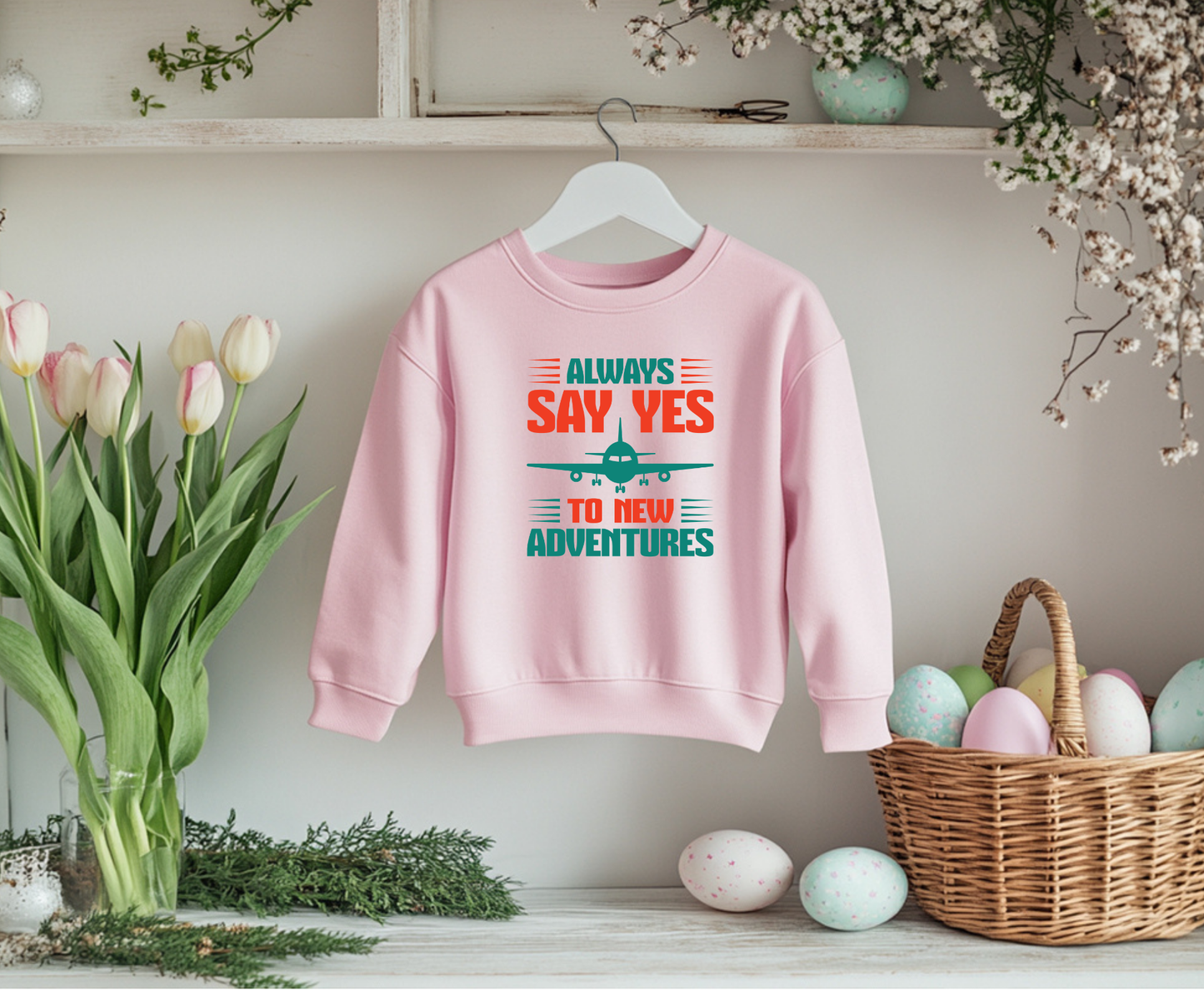 Adventure Enthusiast EcoSmart Crewneck Sweatshirt, Travel Apparel, Gift for Travelers, Casual Fashion, Travel Say Yes Sweatshirt
