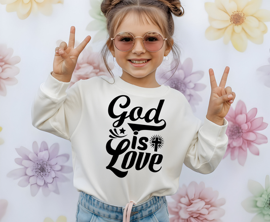 God is Love Eco-Friendly Crewneck Sweatshirt, Unisex Sweater, Spiritual Gift, Faith Sweatshirt, Casual Comfort Clothing