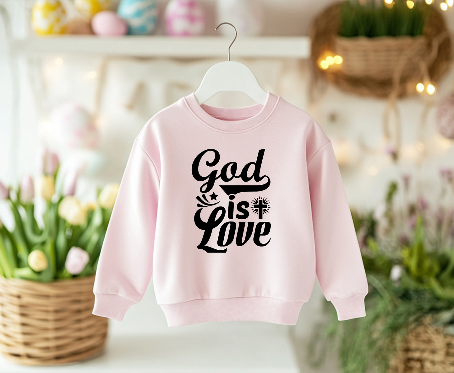 God is Love Eco-Friendly Crewneck Sweatshirt, Unisex Sweater, Spiritual Gift, Faith Sweatshirt, Casual Comfort Clothing