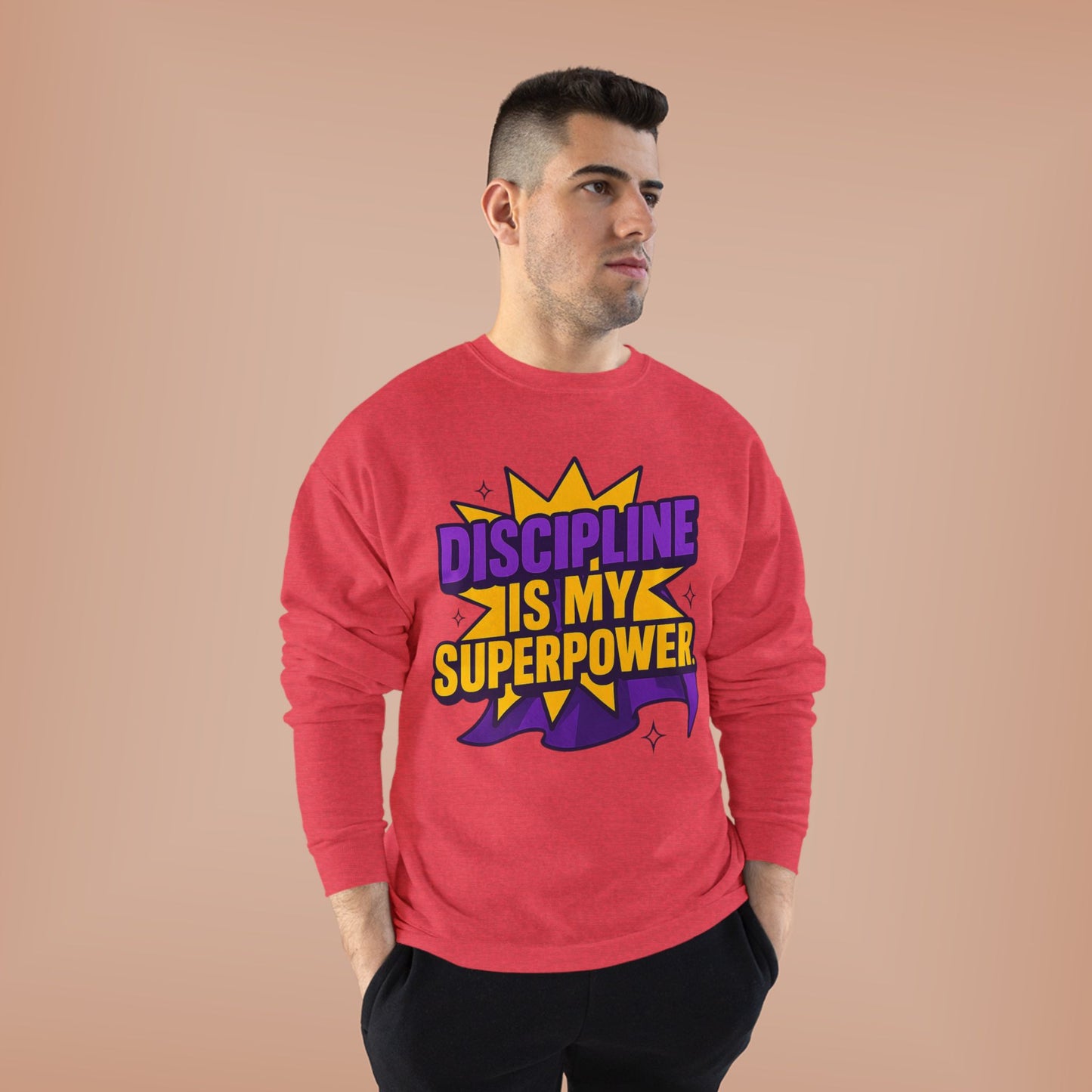 Eco-Friendly Crewneck Sweatshirt - "Discipline is my Superpower" | Unisex, Motivational Gift, Casual Wear, Fitness Apparel