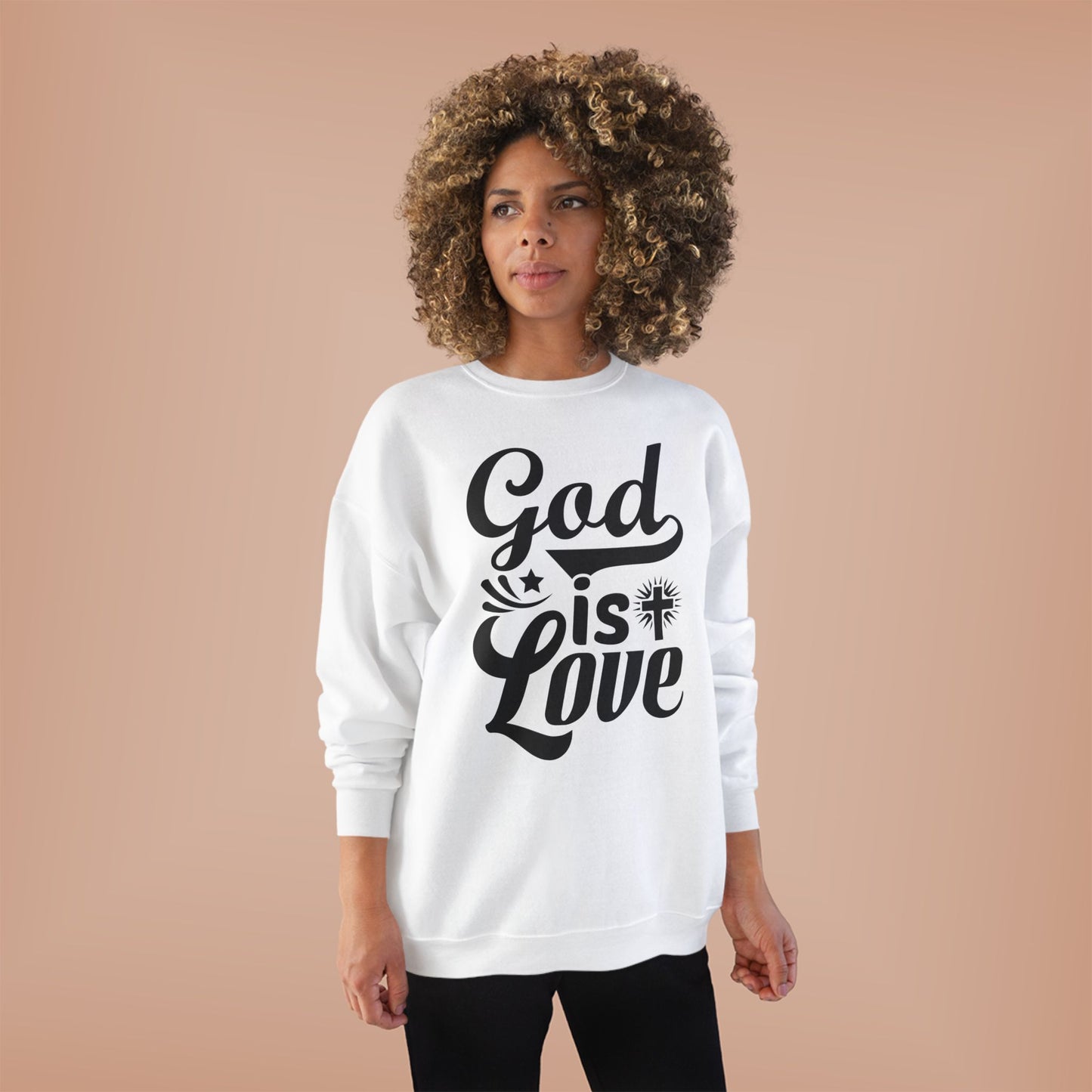 God is Love Eco-Friendly Crewneck Sweatshirt, Unisex Sweater, Spiritual Gift, Faith Sweatshirt, Casual Comfort Clothing