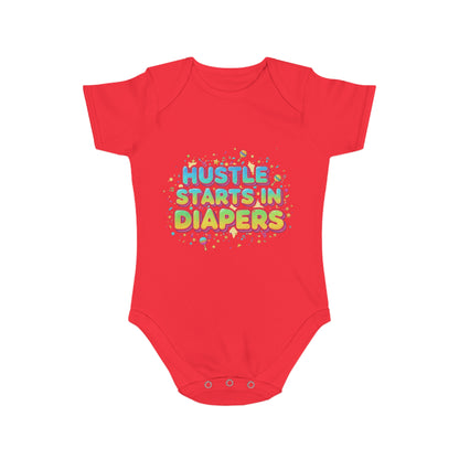 Hustle Starts in Diapers Baby Bodysuit, Fun Baby Shower Gift, Newborn Onesie, Cute Infant Apparel, Comfy Daily Wear