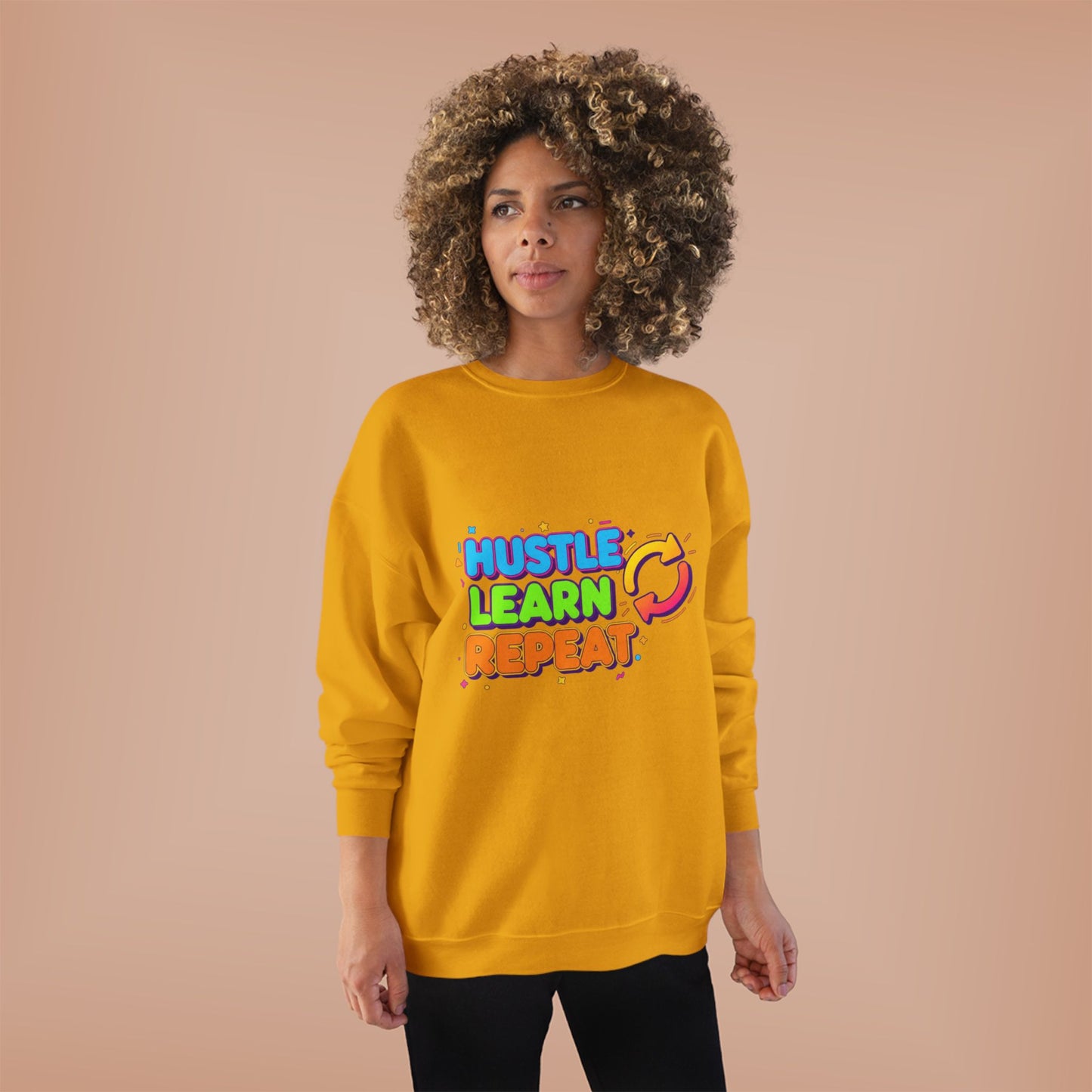 Eco-Friendly Hustle Learn Repeat Sweatshirt, Unisex Crewneck for Students, Motivational Gift, Casual Wear, EcoSmart Apparel, Perfect [...]
