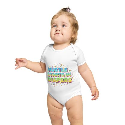 Hustle Starts in Diapers Baby Bodysuit, Fun Baby Shower Gift, Newborn Onesie, Cute Infant Apparel, Comfy Daily Wear