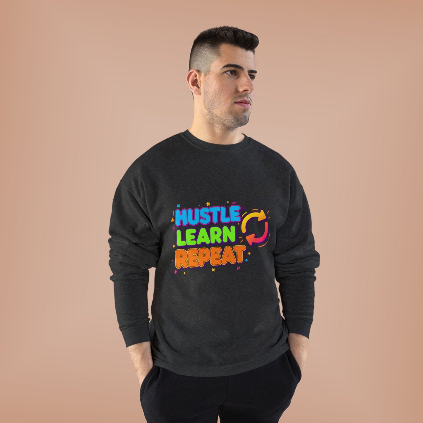 Eco-Friendly Hustle Learn Repeat Sweatshirt, Unisex Crewneck for Students, Motivational Gift, Casual Wear, EcoSmart Apparel, Perfect [...]