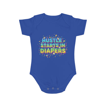 Hustle Starts in Diapers Baby Bodysuit, Fun Baby Shower Gift, Newborn Onesie, Cute Infant Apparel, Comfy Daily Wear