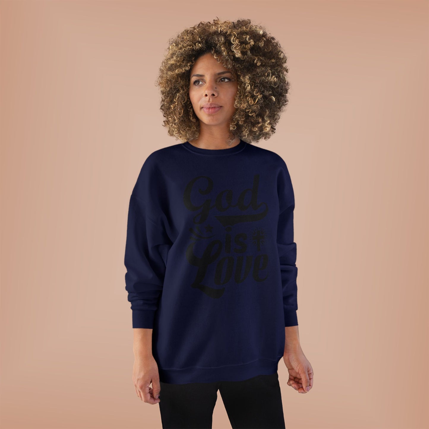 God is Love Eco-Friendly Crewneck Sweatshirt, Unisex Sweater, Spiritual Gift, Faith Sweatshirt, Casual Comfort Clothing