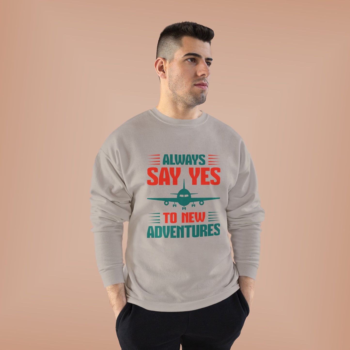 Adventure Enthusiast EcoSmart Crewneck Sweatshirt, Travel Apparel, Gift for Travelers, Casual Fashion, Travel Say Yes Sweatshirt