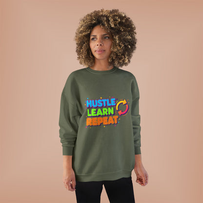 Eco-Friendly Hustle Learn Repeat Sweatshirt, Unisex Crewneck for Students, Motivational Gift, Casual Wear, EcoSmart Apparel, Perfect [...]