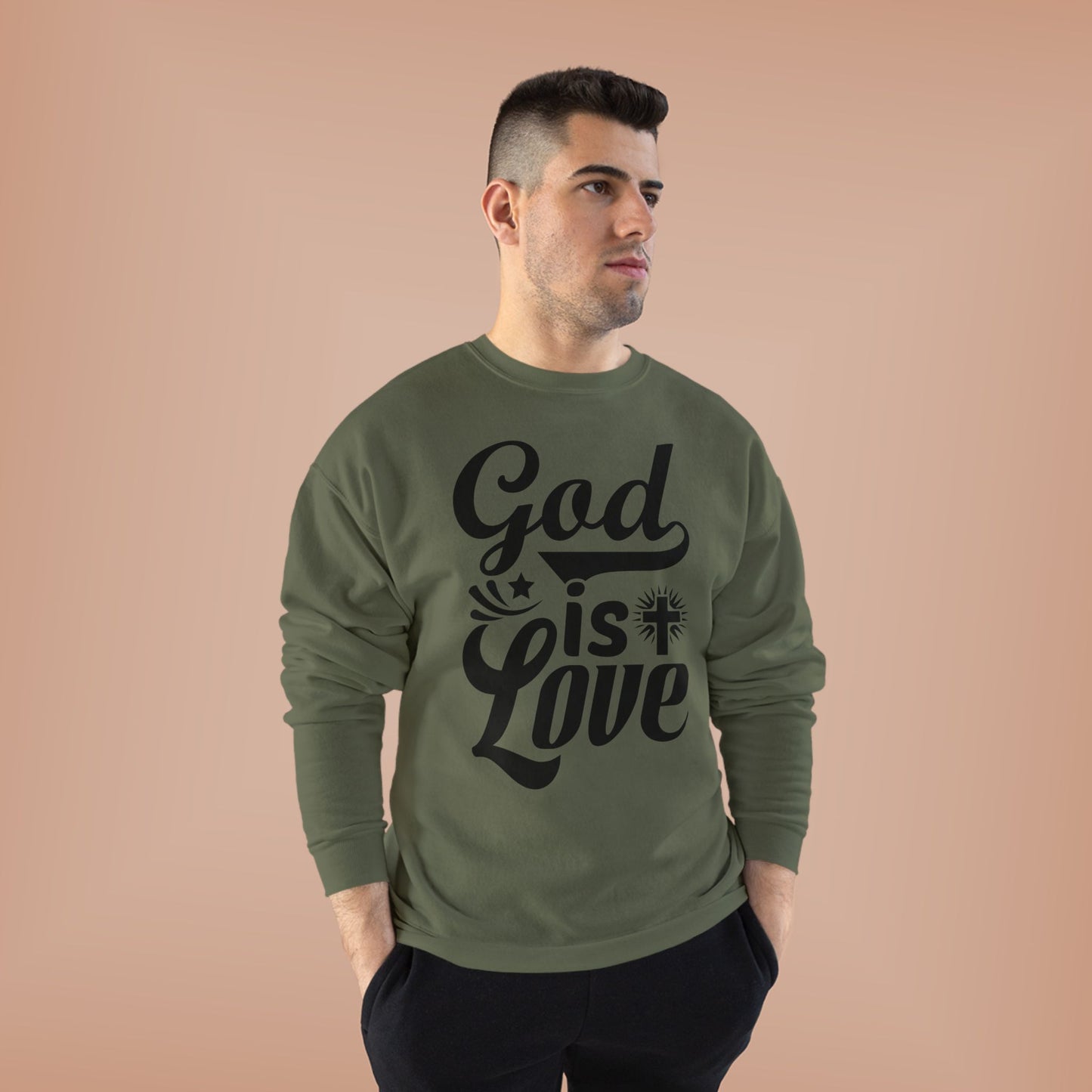 God is Love Eco-Friendly Crewneck Sweatshirt, Unisex Sweater, Spiritual Gift, Faith Sweatshirt, Casual Comfort Clothing