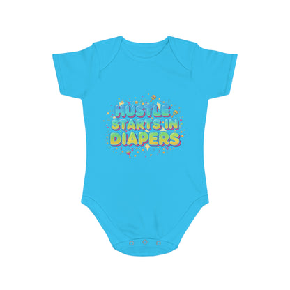 Hustle Starts in Diapers Baby Bodysuit, Fun Baby Shower Gift, Newborn Onesie, Cute Infant Apparel, Comfy Daily Wear