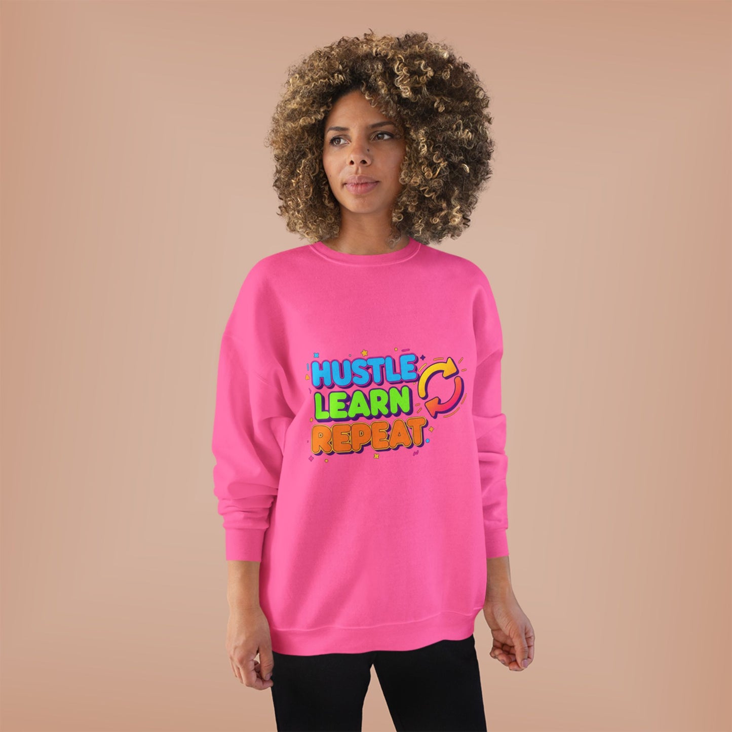 Eco-Friendly Hustle Learn Repeat Sweatshirt, Unisex Crewneck for Students, Motivational Gift, Casual Wear, EcoSmart Apparel, Perfect [...]