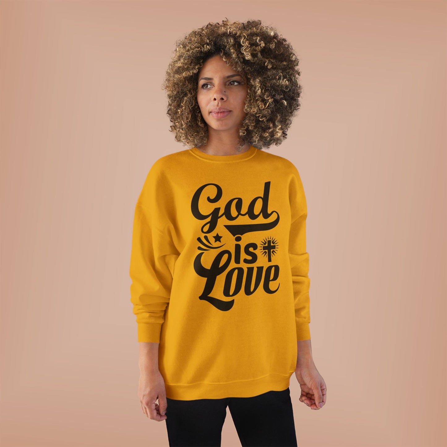 God is Love Eco-Friendly Crewneck Sweatshirt, Unisex Sweater, Spiritual Gift, Faith Sweatshirt, Casual Comfort Clothing