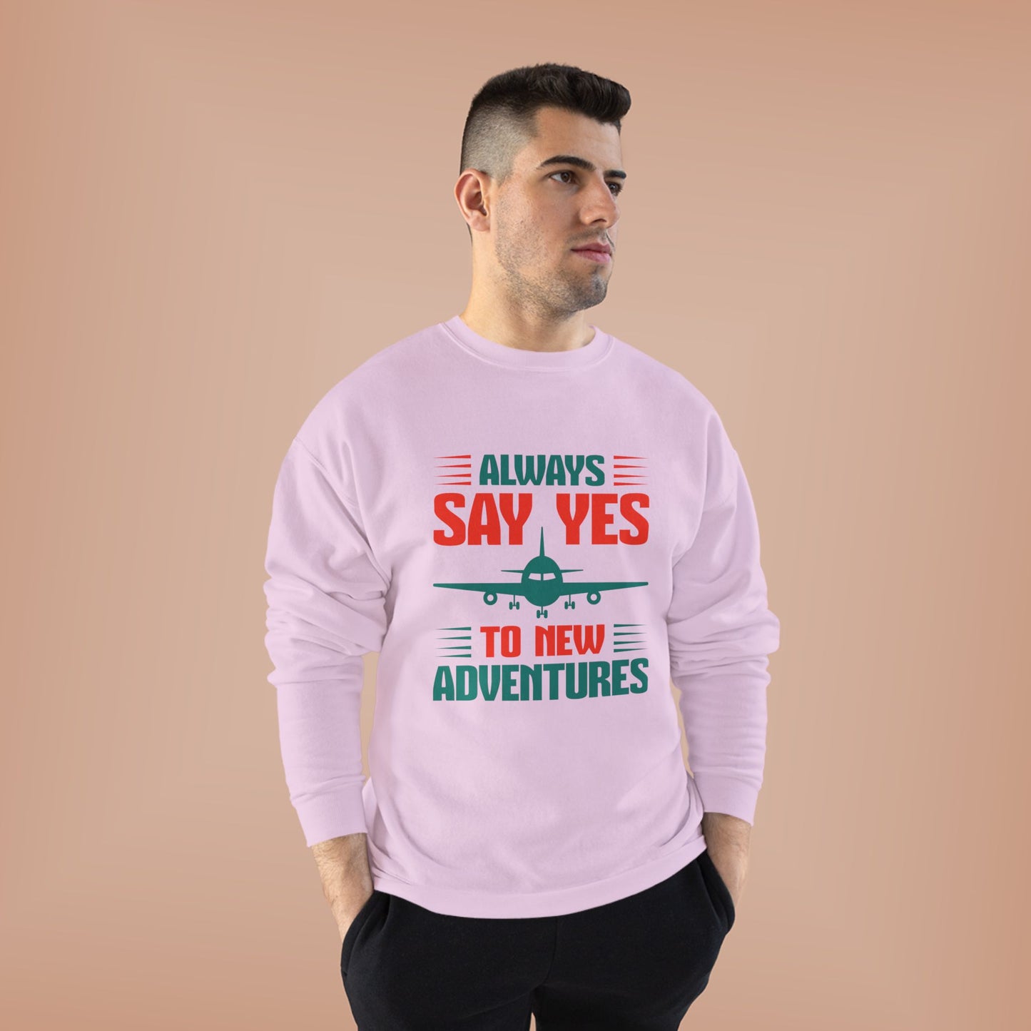 Adventure Enthusiast EcoSmart Crewneck Sweatshirt, Travel Apparel, Gift for Travelers, Casual Fashion, Travel Say Yes Sweatshirt