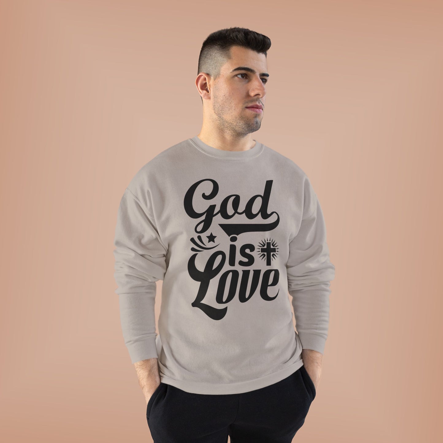 God is Love Eco-Friendly Crewneck Sweatshirt, Unisex Sweater, Spiritual Gift, Faith Sweatshirt, Casual Comfort Clothing