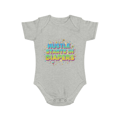 Hustle Starts in Diapers Baby Bodysuit, Fun Baby Shower Gift, Newborn Onesie, Cute Infant Apparel, Comfy Daily Wear