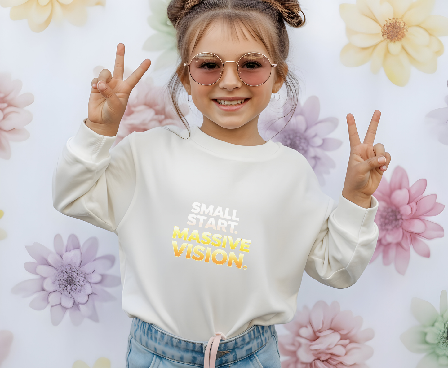 Youth Crewneck Sweatshirt — "Massive Vision" Bold Gradient Logo