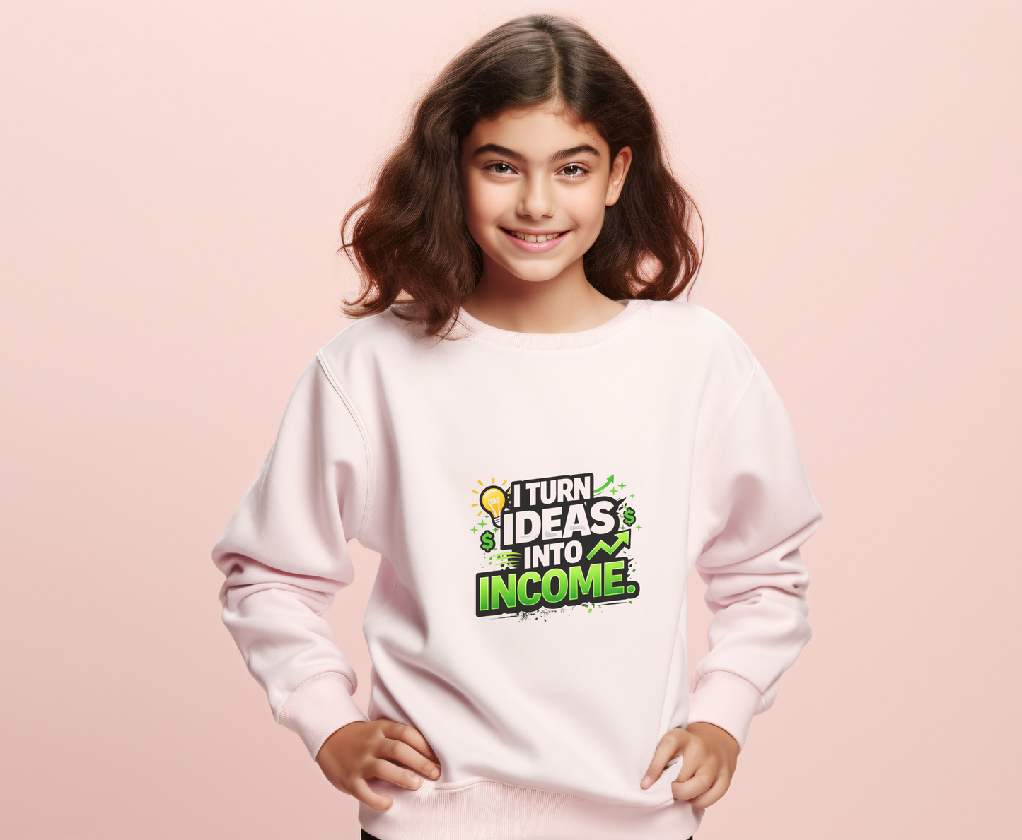 Youth Crewneck Sweatshirt - "I Turn Ideas Into Income" Graphic