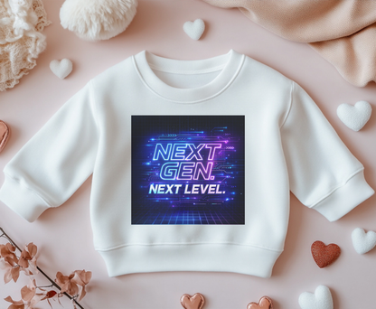 Youth Crewneck Sweatshirt — "Next Gen, Next Level" Retro Futuristic Graphic