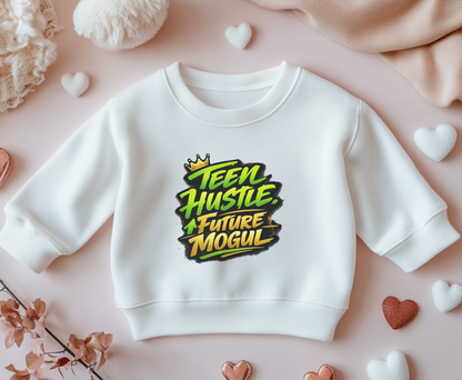 Youth Sweatshirt — "Teen Hustle Future Mogul" Graphic Crewneck