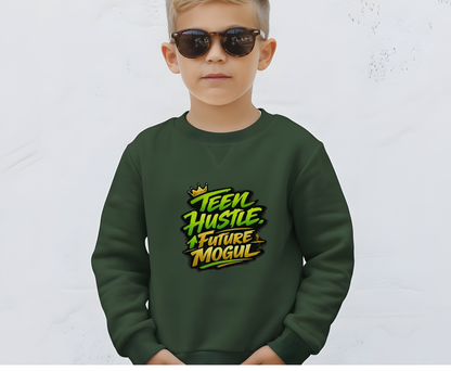 Youth Sweatshirt — "Teen Hustle Future Mogul" Graphic Crewneck