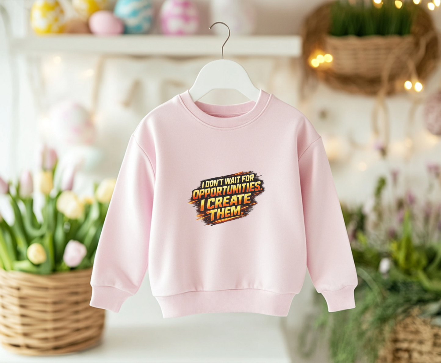 Youth Sweatshirt — "I Don't Wait for Opportunities, I Create Them" Motivational Crewneck