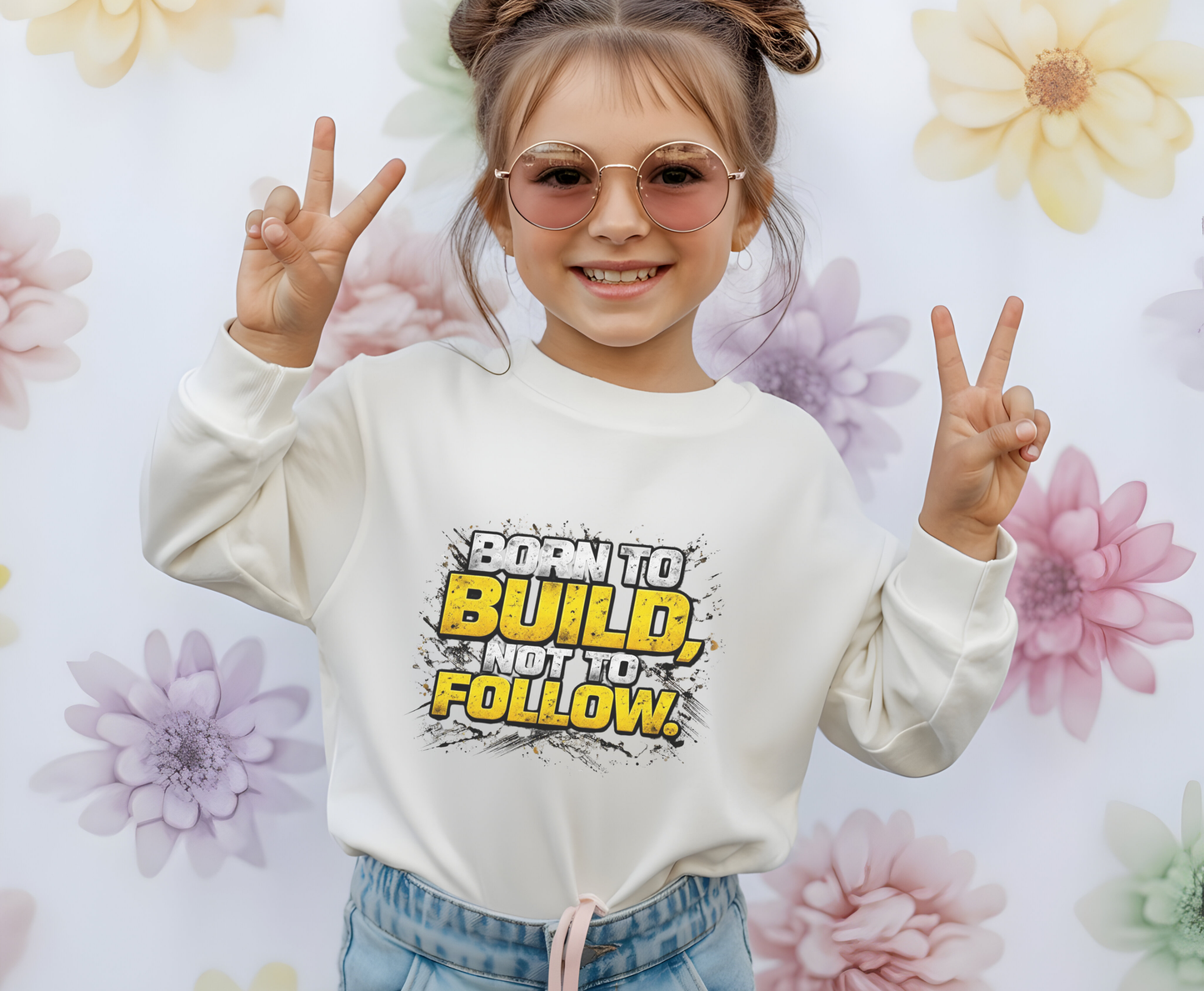 Build Follow Youth Crewneck Sweatshirt — Motivational Graphic Sweatshirt for Kids