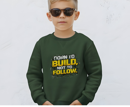Build Follow Youth Crewneck Sweatshirt — Motivational Graphic Sweatshirt for Kids