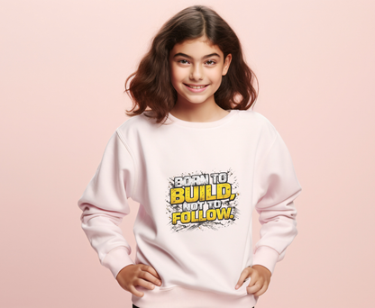 Build Follow Youth Crewneck Sweatshirt — Motivational Graphic Sweatshirt for Kids