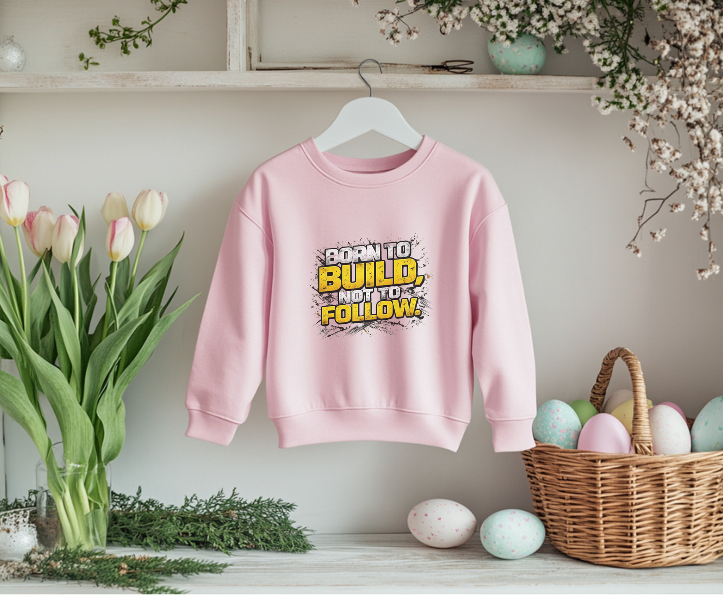 Build Follow Youth Crewneck Sweatshirt — Motivational Graphic Sweatshirt for Kids