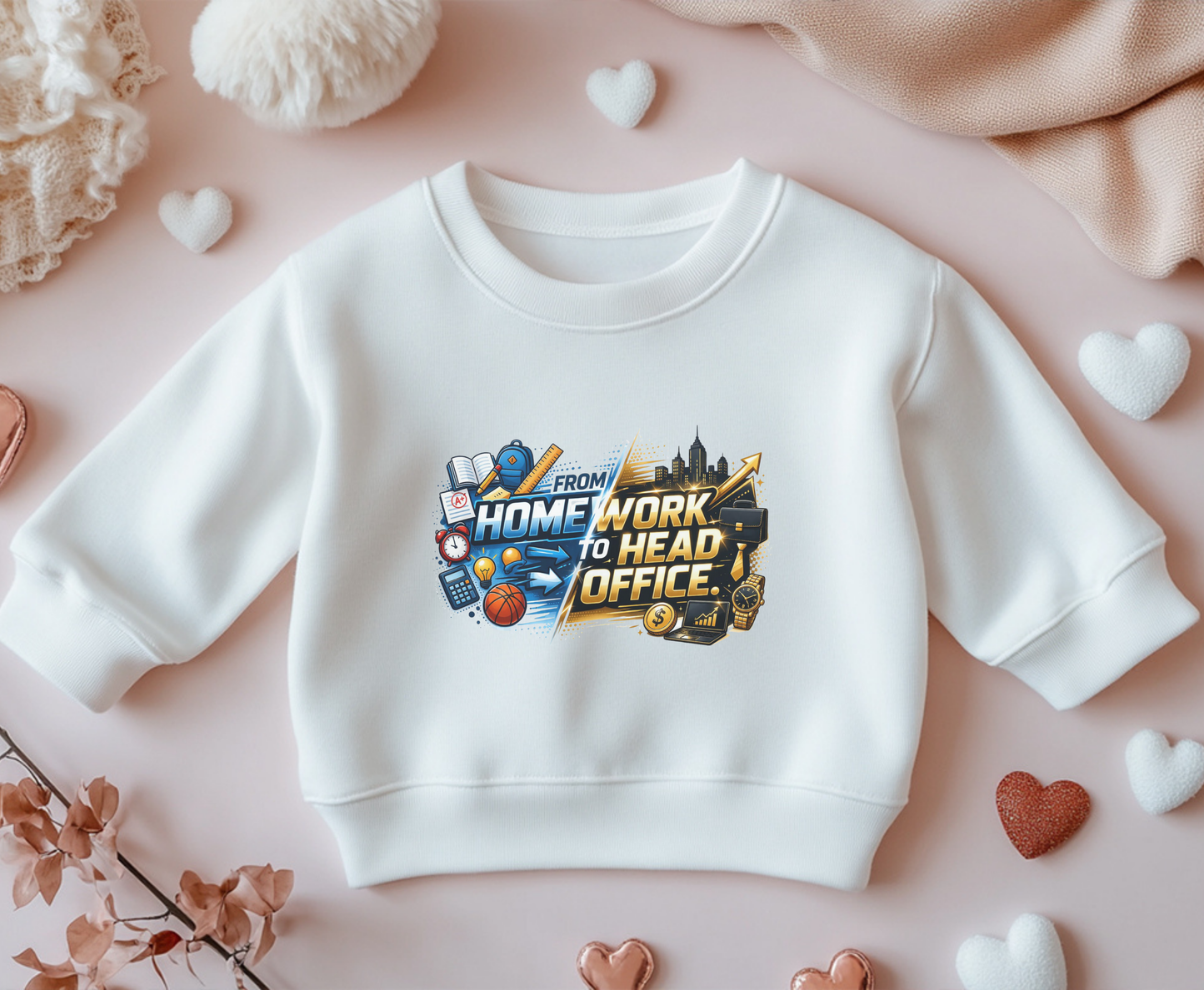 Youth Crewneck Sweatshirt - 'From Homework to Head Office' Gamer & Gamer-Parent Graphic