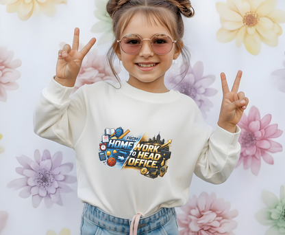 Youth Crewneck Sweatshirt - 'From Homework to Head Office' Gamer & Gamer-Parent Graphic