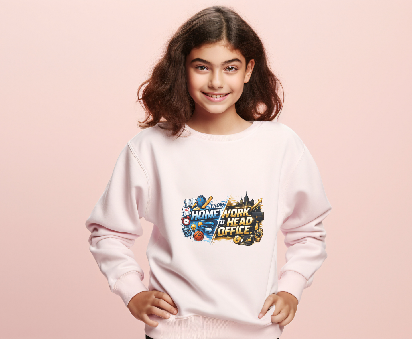 Youth Crewneck Sweatshirt - 'From Homework to Head Office' Gamer & Gamer-Parent Graphic