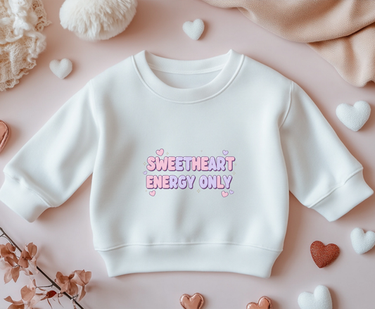 Youth Sweatshirt — "Sweetheart Energy Only" Pastel Cute Crewneck