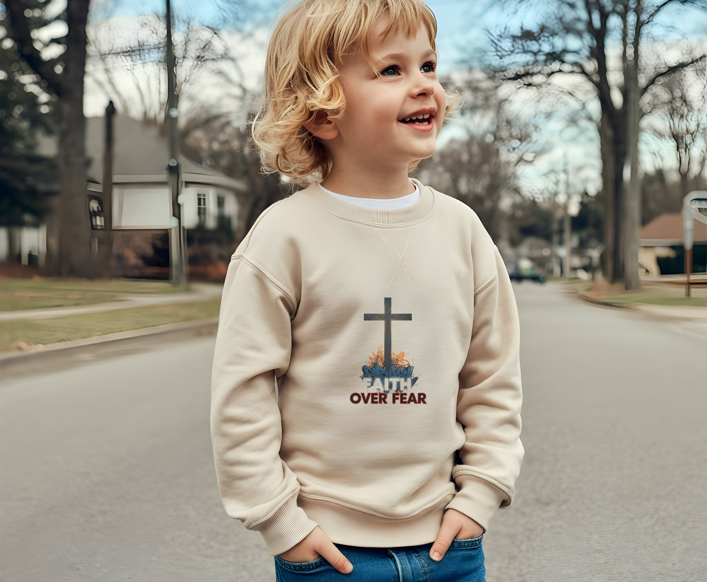 Faith Over Fear Youth Crewneck Sweatshirt