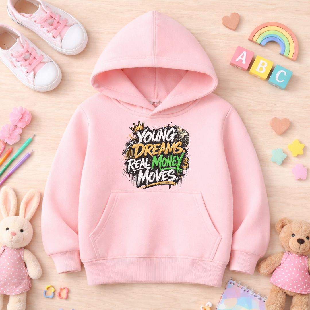 Youth Hoodie — "Young Dreams, Real Money Moves" Graffiti Graphic