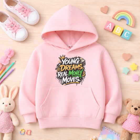 Youth Hoodie — "Young Dreams, Real Money Moves" Graffiti Graphic