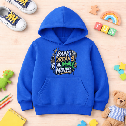 Youth Hoodie — "Young Dreams, Real Money Moves" Graffiti Graphic