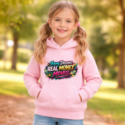 Youth Hoodie — "Young Dreams, Real Money Moves" Graphic Pullover