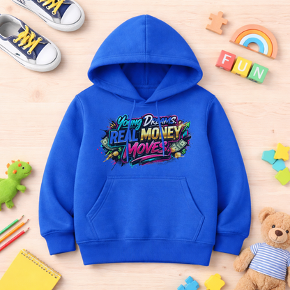 Youth Hoodie — "Young Dreams, Real Money Moves" Graphic Pullover