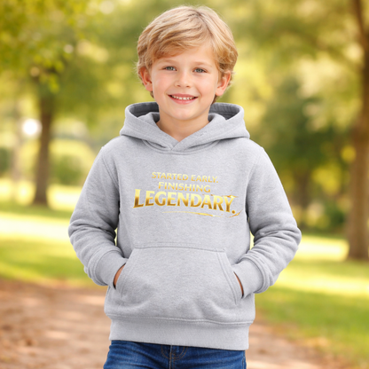 Youth Hoodie — "Something Small, Something Legendary" Gold Foil Design