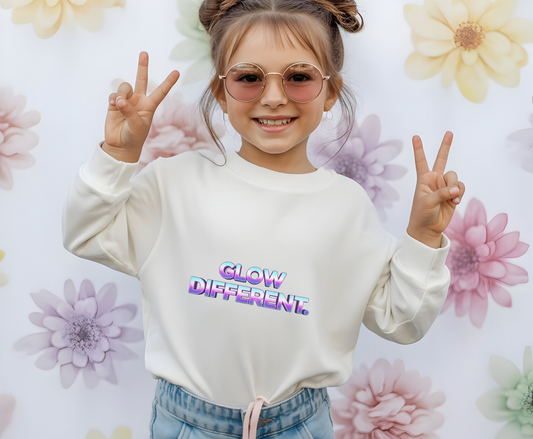Glow Different Unisex Eco-Friendly Crewneck Sweatshirt, Cool Gift for Friends, Trendy Casual Wear, Cozy Fashion for All Occasions, [...]