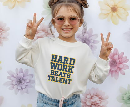 Hard Work Beats Talent Eco-Friendly Crewneck Sweatshirt, Motivational Apparel, Gift for Graduates, Athletes, Inspirational Sweater, [...]