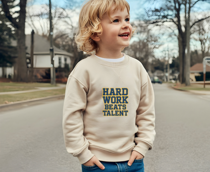 Hard Work Beats Talent Eco-Friendly Crewneck Sweatshirt, Motivational Apparel, Gift for Graduates, Athletes, Inspirational Sweater, [...]