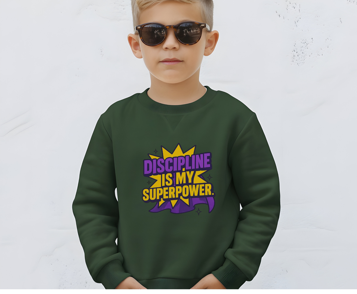 Eco-Friendly Crewneck Sweatshirt - "Discipline is my Superpower" | Unisex, Motivational Gift, Casual Wear, Fitness Apparel
