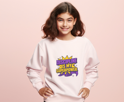 Eco-Friendly Crewneck Sweatshirt - "Discipline is my Superpower" | Unisex, Motivational Gift, Casual Wear, Fitness Apparel