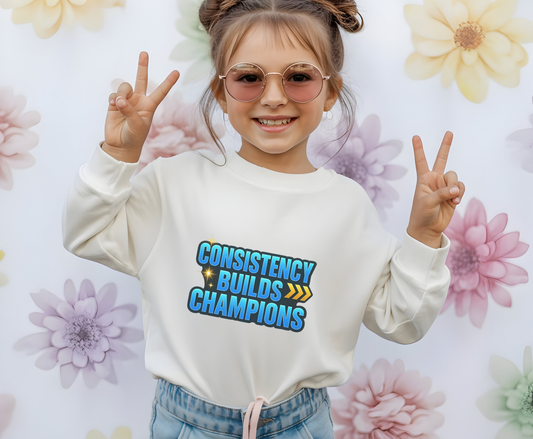 Unisex Eco-Friendly Sweatshirt - 'Consistency Builds Champions' Motivational Crewneck, Casual Wear, Gift for Athletes, Fitness [...]