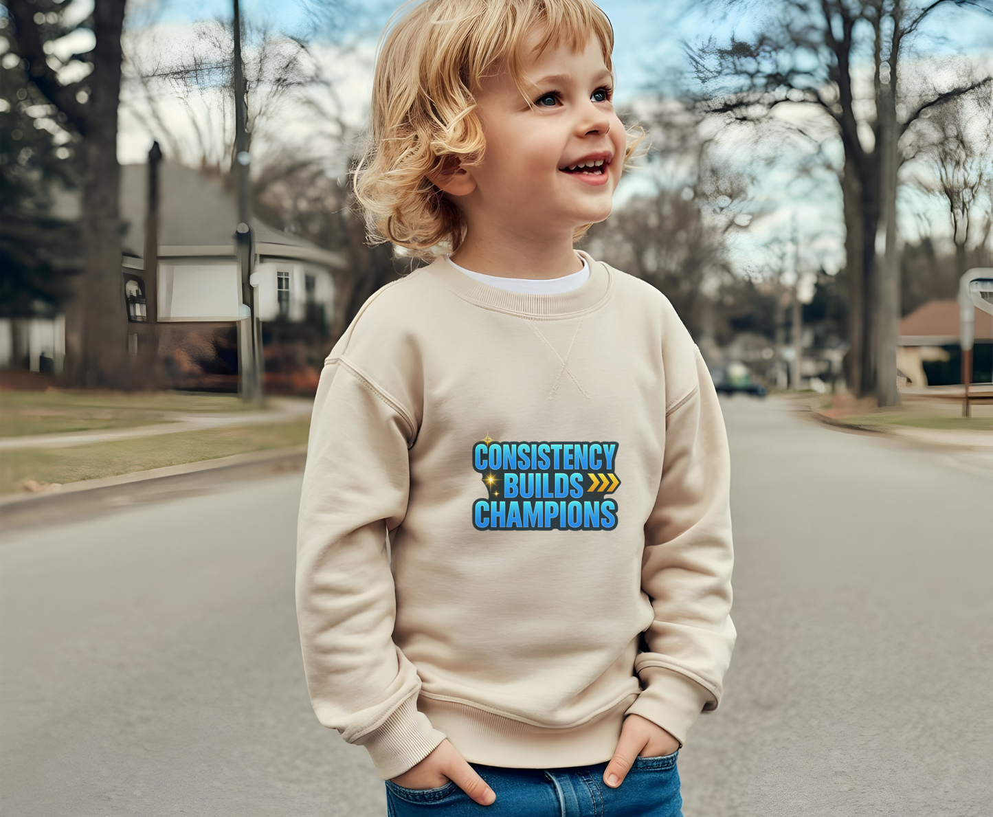 Unisex Eco-Friendly Sweatshirt - 'Consistency Builds Champions' Motivational Crewneck, Casual Wear, Gift for Athletes, Fitness [...]