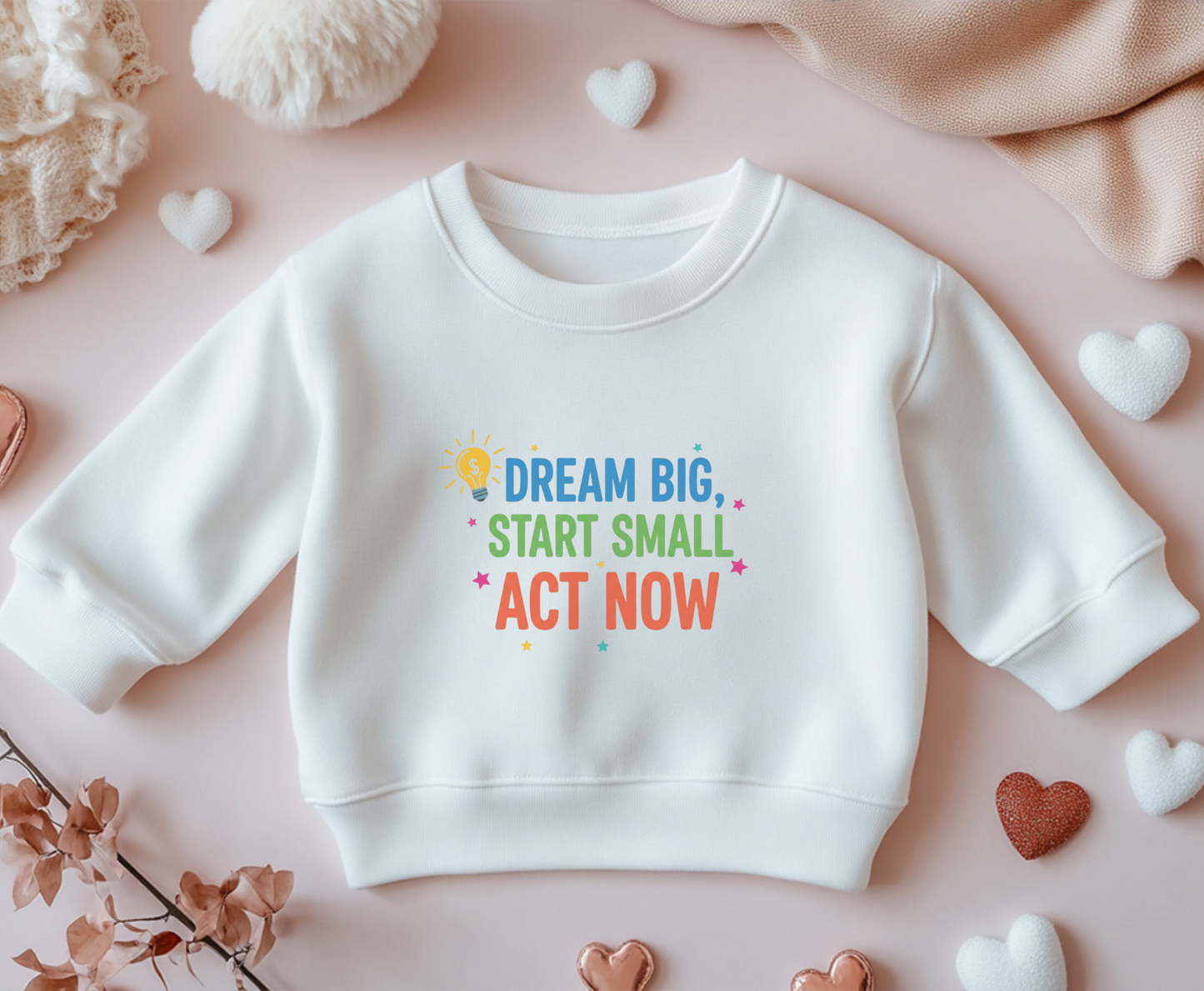 Dream Big, Start Small Sweatshirt - Unisex Eco-Friendly Crewneck, Inspirational Apparel for Motivation, Gift for Dreamers